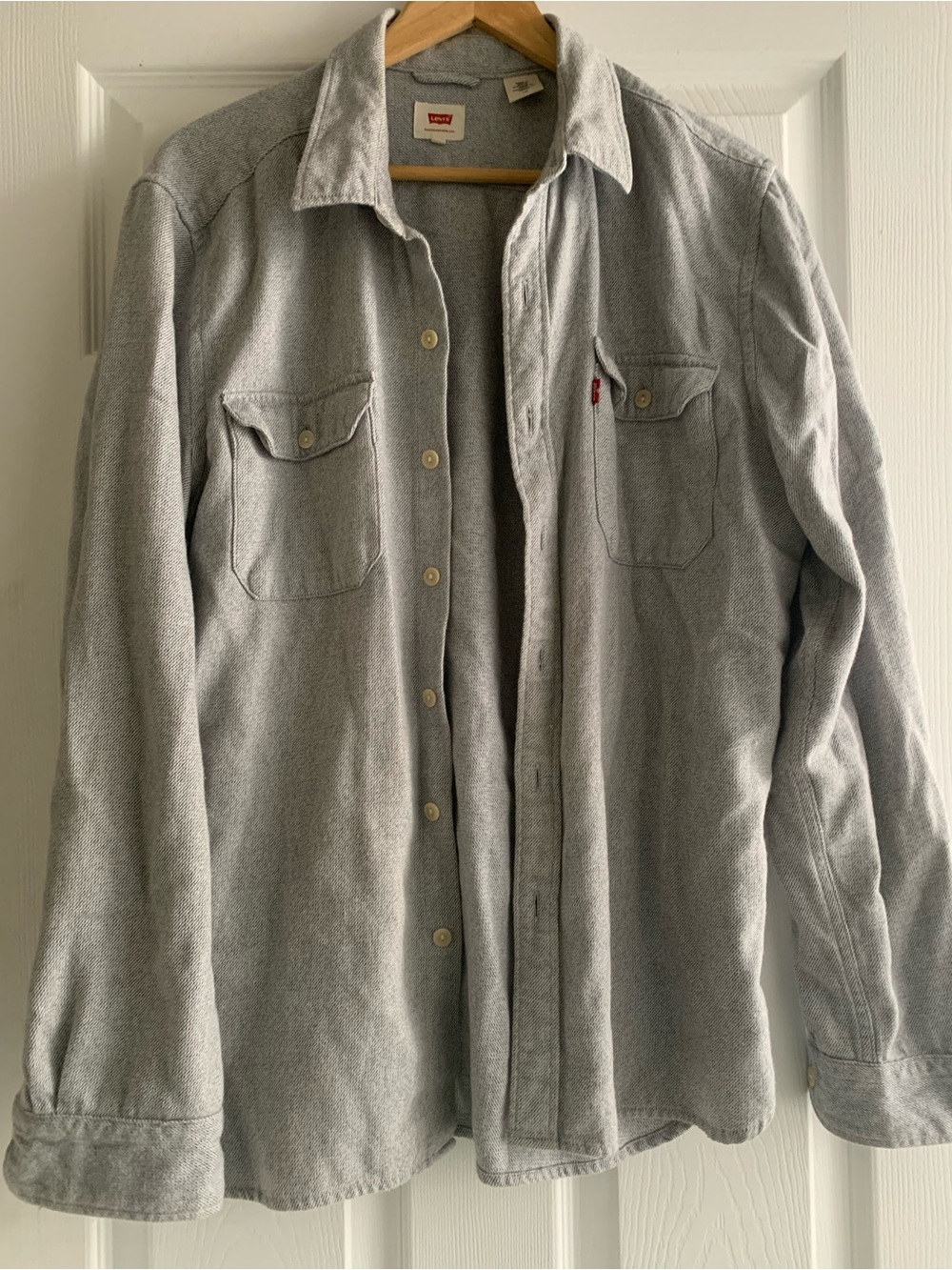 Levi's Light Gray Button-Up Flannel Shirt Jacket